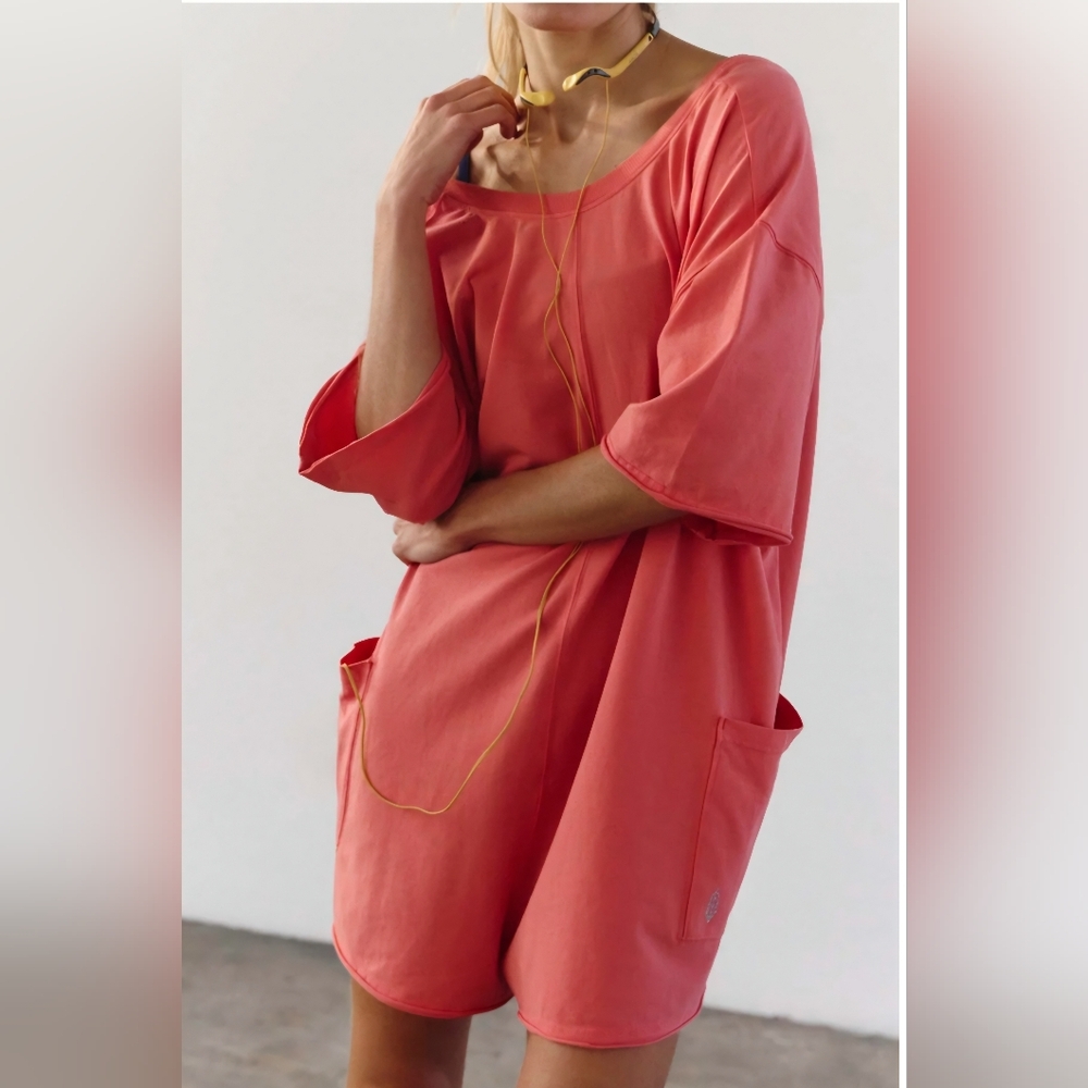 FP Movement by Free People Hot Shot Tee Romper, NWT Hibiscus - Picture 5 of 8